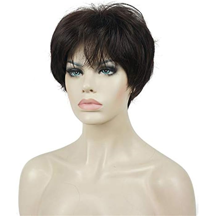 DILLARDS Lydell Wigs For Women Short Hair Straight Layered Synthetic Wig With Hair Bangs Brown - Image 2